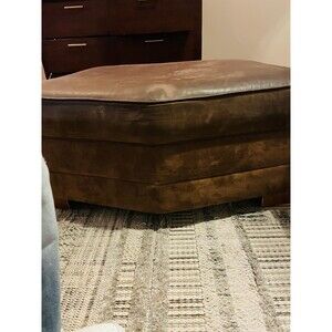 Storage Ottoman Bench Synthetic Leather -newspaper lined